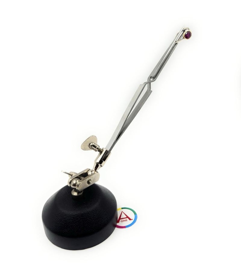 Aone Helping Third Hand Round Base & Cross-Locking Tweezer Hands-Free Holder & Platform for Soldering, Welding, Jewellery Making & Repair, Watchmaking, Model Making & Hobby Crafts DIY - Image 1