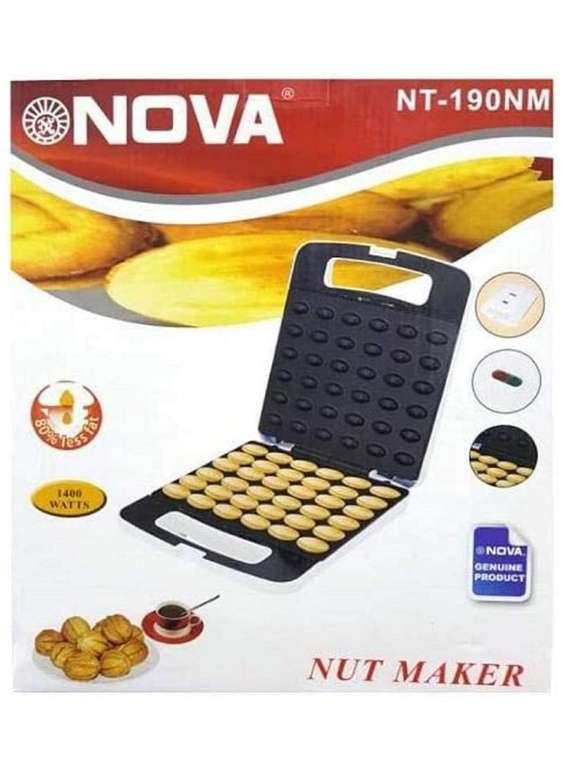 NOVA NT-190NM 36-Piece Walnut Cookie Maker – 1400W Double-Sided Heating Non-Stick Electric Biscuit & Cake Maker – Mini Nut Breakfast Baking Machine for Home Kitchen – Quick, Even Heating & Easy Clean-Up – DIY Cookies, Walnut Pastries & Treats at Home  - Image 1
