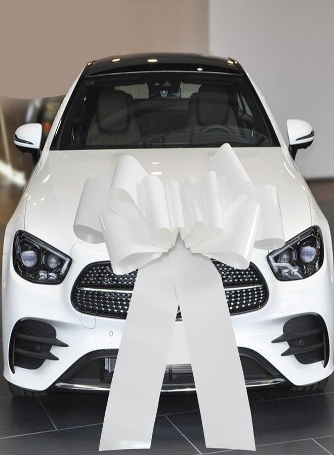 HQJAXJ Giant Bow for Car,Big White Car Bow,30 inch Giant Gift Wrapping Bow for Gift Decoration for Christmas,New House,Car,Party,Festival. (White - Image 1