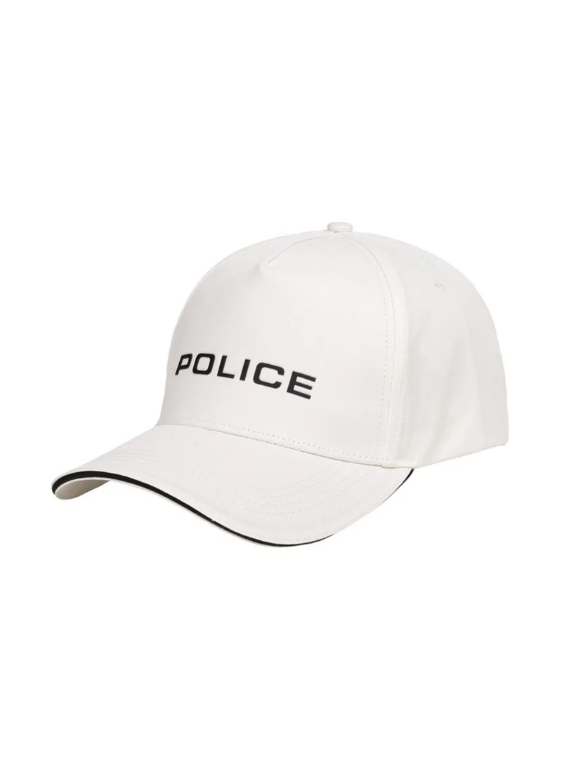 Police High-Contrast Cotton Baseball Cap - White