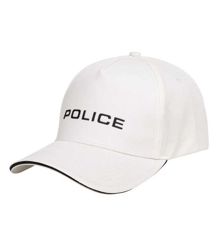 بوليس Police High-Contrast Cotton Baseball Cap - White