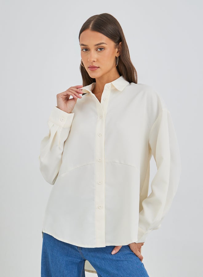 Styli Solid Long Sleeve Oversized Shirt - Image 3