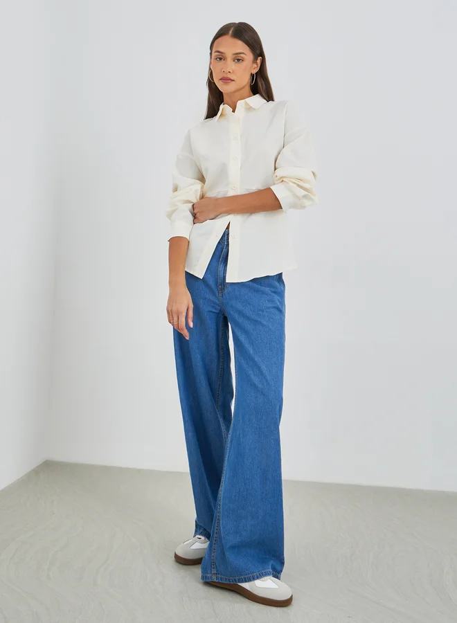 Styli Styli Solid Long Sleeve Oversized Shirt