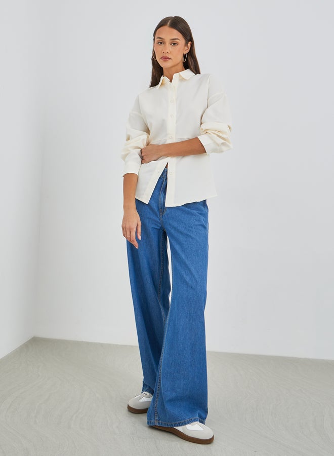 Styli Solid Long Sleeve Oversized Shirt - Image 2