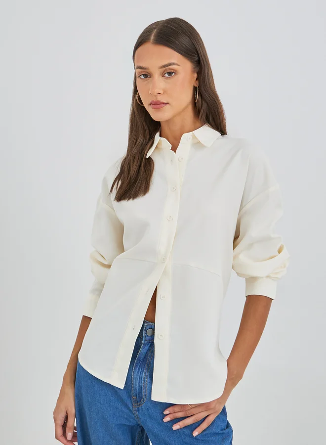 Styli Styli Solid Long Sleeve Oversized Shirt
