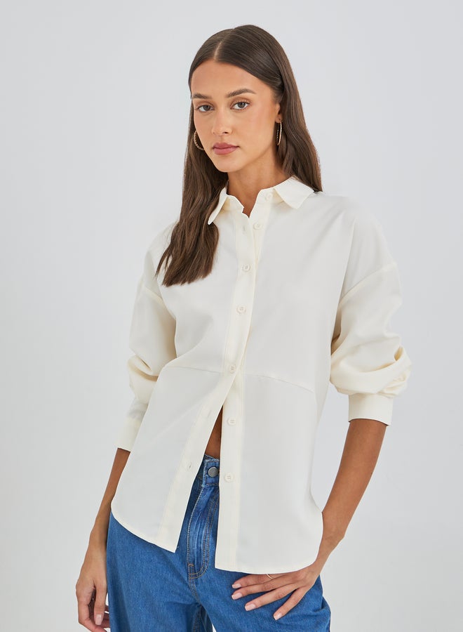 Styli Solid Long Sleeve Oversized Shirt - Image 1