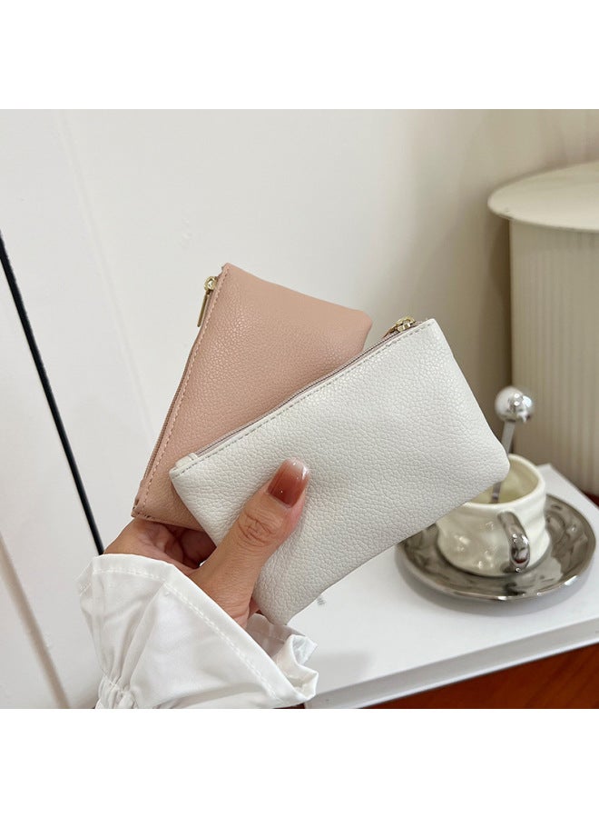 Short Zipper Simple Ultra-thin Coin Purse Men's And Women's Lychee Print Leopard Print ID Card Coin Bag-Color:Light Blue - Image 5