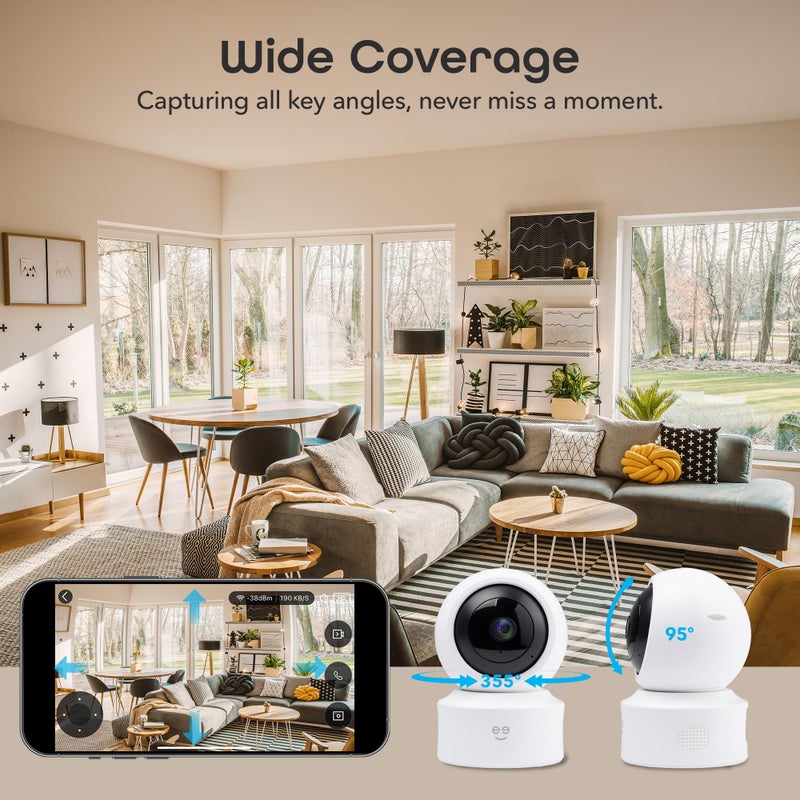 Geeni Scope Ultra 2K 360Â° Smart Indoor Camera, 1440p HD Auto-Tracking, Dual Band WiFi 2.4GHz 5GHz, Alexa & App Control, Wall Mountable, White - Image 4
