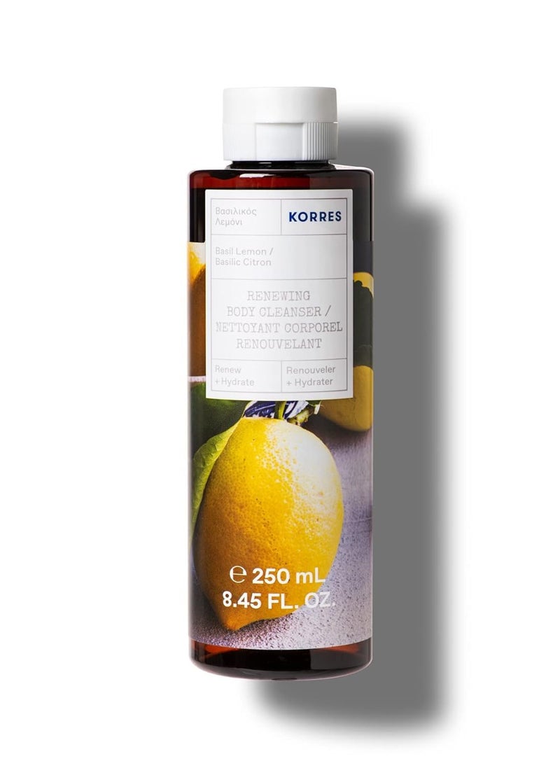KORRES Renewing Body Cleanser, Basil Lemon Scent, Foaming Shower Gel for Women & Men with Hydrating Greek Botanicals, Body Wash for Smooth Skin, Vegetarian & Cruelty Free, Made in Greece, 8.45 Fl Oz - Image 1