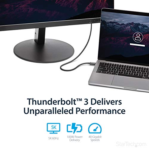 StarTech.com 50cm (1.6ft) Passive Thunderbolt 3 Cable, 40Gbps, 100W PD, 4K/5K Video, Thunderbolt Cable, Compatible with USB4/DP Alt Mode, Thunderbolt 4, USB 3.2/Type-C (TBLT34MM50CM) - Image 3
