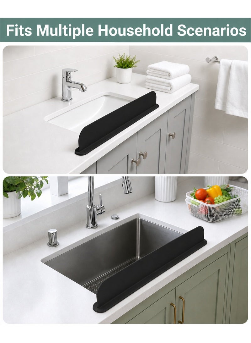 AceLuste Silicone Sink Suction Cup Splash Proof Guard, Sink Silicone Water Barrier Divider Panel, Sink Splash Baffle Splash Protector, Durable and Resistant Water Splashboard for Kitchen Bathroom Restaurant(Black) - Image 4