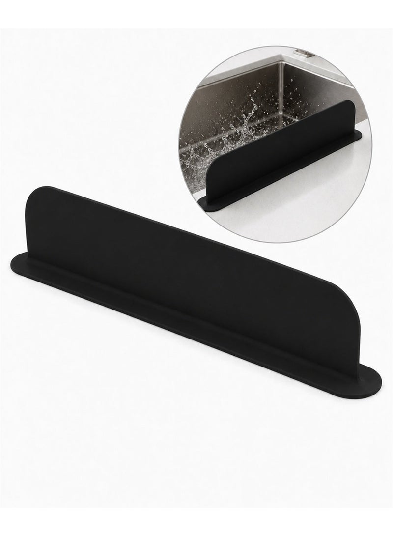 AceLuste Silicone Sink Suction Cup Splash Proof Guard, Sink Silicone Water Barrier Divider Panel, Sink Splash Baffle Splash Protector, Durable and Resistant Water Splashboard for Kitchen Bathroom Restaurant(Black) - Image 1