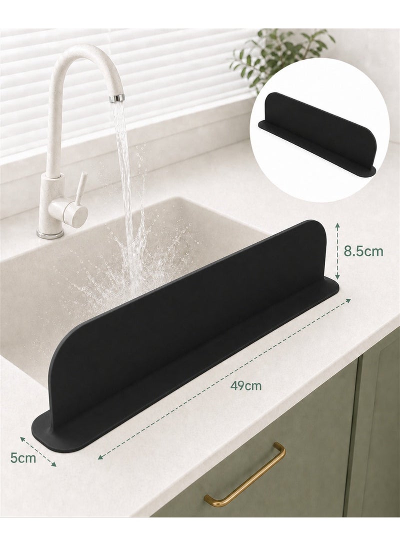 AceLuste Silicone Sink Suction Cup Splash Proof Guard, Sink Silicone Water Barrier Divider Panel, Sink Splash Baffle Splash Protector, Durable and Resistant Water Splashboard for Kitchen Bathroom Restaurant(Black) - Image 3