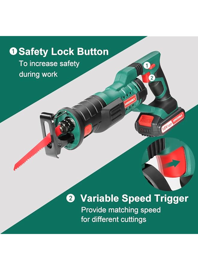 erorex Cordless Reciprocating Saw 18V Brushless Electric Saws 0 2800Spm Variable Speed Electric Saw With 2X2000Mah Batteries 2 Pcs Saw Blades Fast Charger Led Light For Wood Metal Pvc Cutting - Image 4