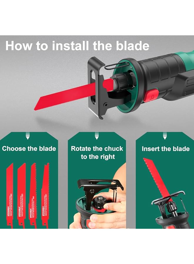 erorex Cordless Reciprocating Saw 18V Brushless Electric Saws 0 2800Spm Variable Speed Electric Saw With 2X2000Mah Batteries 2 Pcs Saw Blades Fast Charger Led Light For Wood Metal Pvc Cutting - Image 2