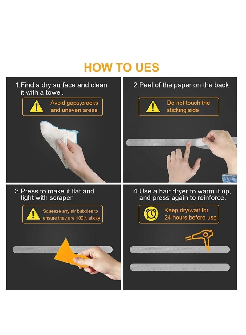 ٣٦ قطعة ملصقات شفافة مضادة للانزلاق للاستحمام الآمن شرائط قبضة غير خشنة مثالية للأطفال والبالغين ٢٠ مم × ٣٨٠ مم - Image 5