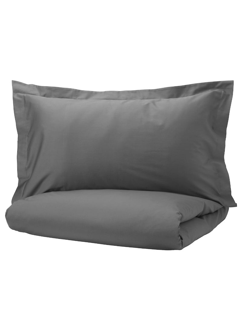 IKEA FRAKTA Duvet cover and pillowcase - dark grey - 150x200/50x80 cm - Image 1