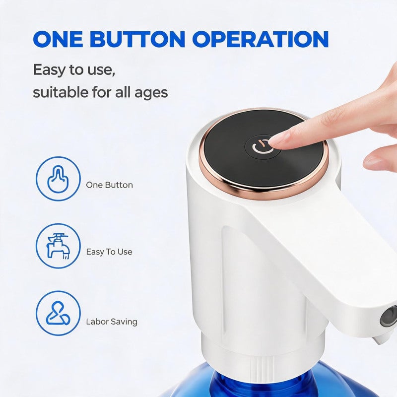 Electric Water Pump: 10D X 8W X 15H Cm White - Usb Rechargeable Convenience One-Touch Automatic Dispensing For Home Office Dorm Camping - Image 3