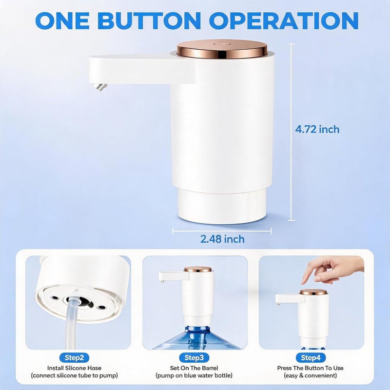Electric Water Pump: 10D X 8W X 15H Cm White - Usb Rechargeable Convenience One-Touch Automatic Dispensing For Home Office Dorm Camping - Image 4