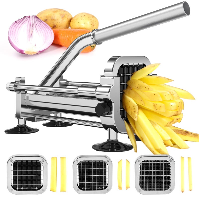 Befano French Fry Cutter Stainless Steel Potato Cutter with 12 Inch 38 Inch and 14 Inch Blades Manual Cutter 12   38   14  Blade