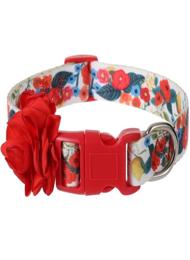 BoomBone Floral Dog Collar, Medium Dog Collar for Girl with Flower Bow, Quick Release Dog Wedding Collar - Image 1