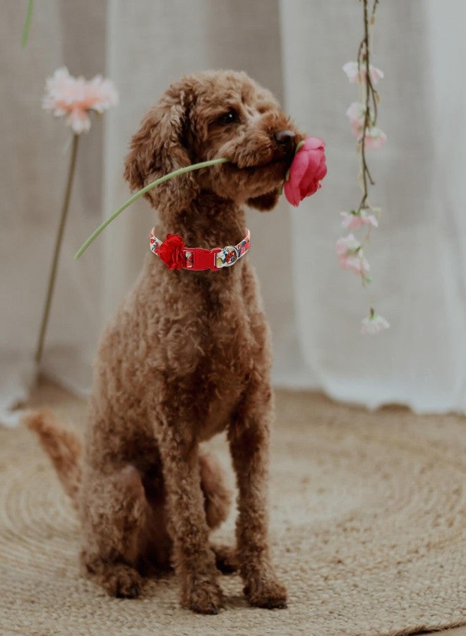 BoomBone Floral Dog Collar, Medium Dog Collar for Girl with Flower Bow, Quick Release Dog Wedding Collar - Image 2