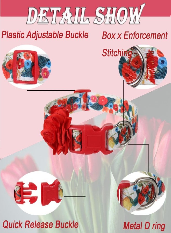 BoomBone Floral Dog Collar, Medium Dog Collar for Girl with Flower Bow, Quick Release Dog Wedding Collar - Image 3