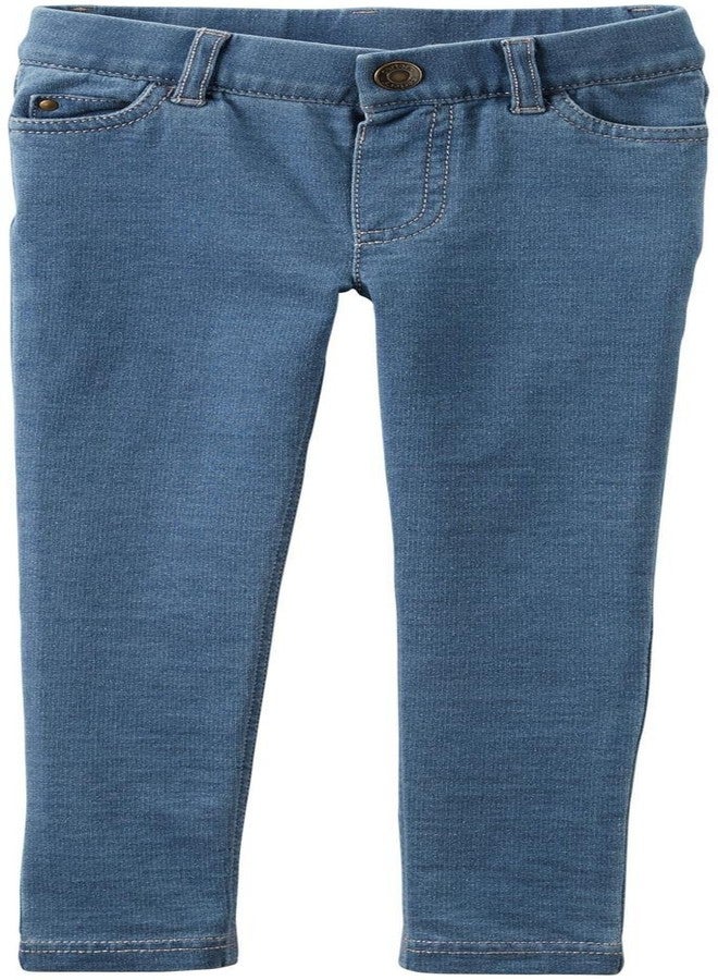 Carter's Baby Girls Knit Pant, Denim, 18 Months - Image 1