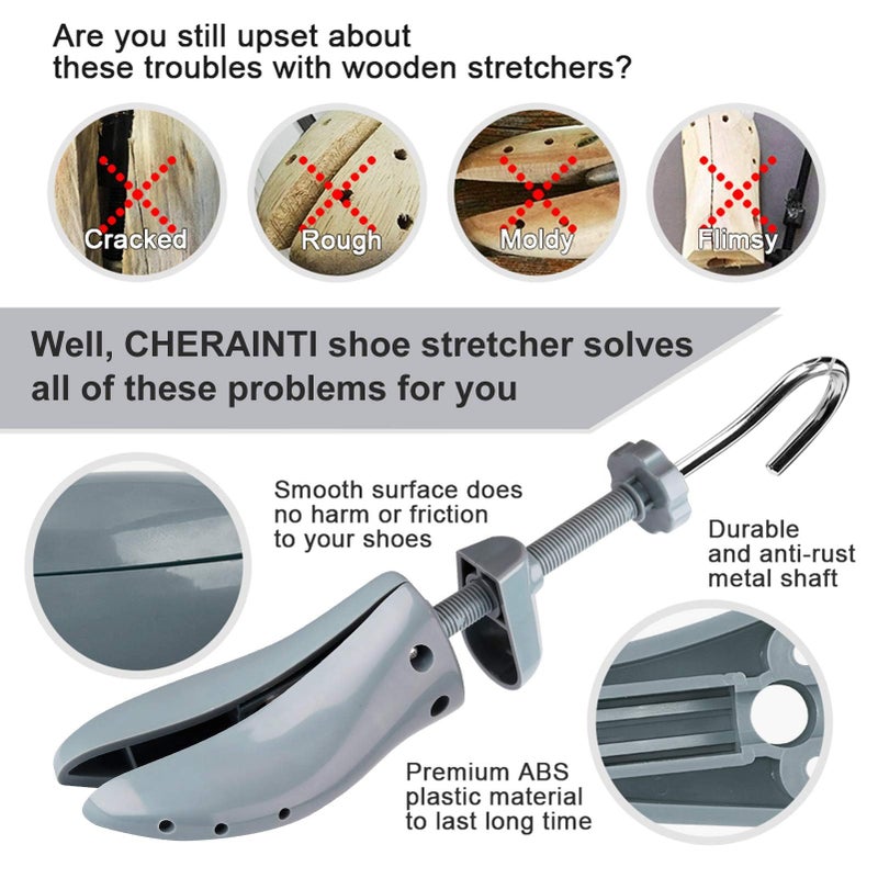 CHERAINTI Shoe Stretcher Men - Shoe Trees for Expander Widener, Adjustable Stretch Length and Width for Wide Feet - Image 4