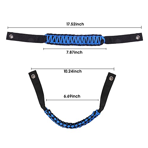 BESTAOO Roll Bar Grab Handles Paracord Grip Handle for Ford Bronco Accessories 2021 2022 2023 2024 2025 2 Door 4 Door, 4 Pack (Blue) - Image 2