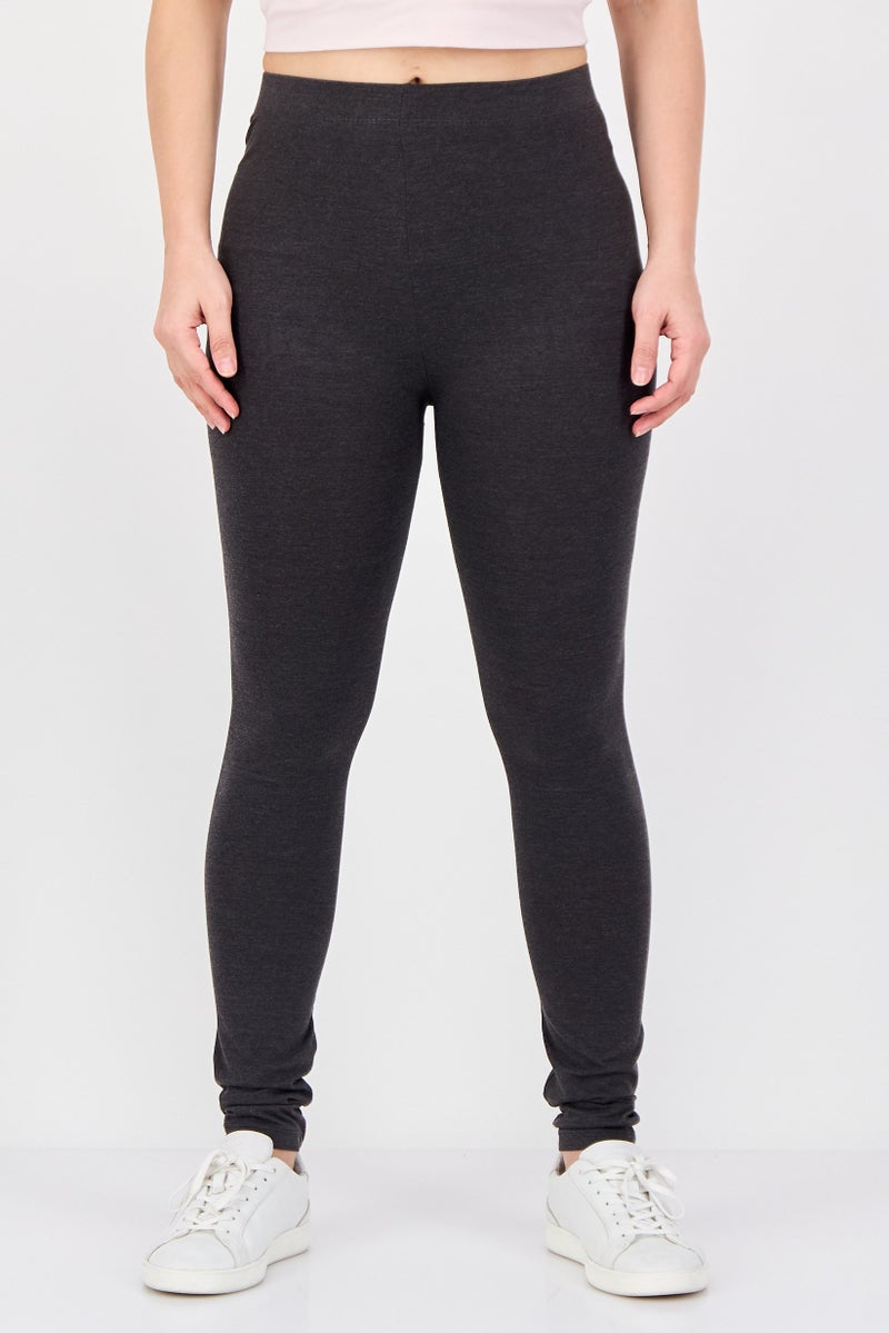 FOREVER 21 Women Solid 7/8 Length Leggings, Black - Image 1