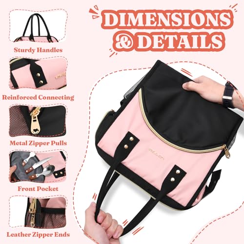 LOKASS Lunch Bag Women Insulated Lunch Box Wide-Open Lunch Tote Bag Large Drinks Holder Durable Nylon Thermal Snacks Organizer for Men Adults Work Picnic Hiking Beach Fishing, Red + Black - Image 5