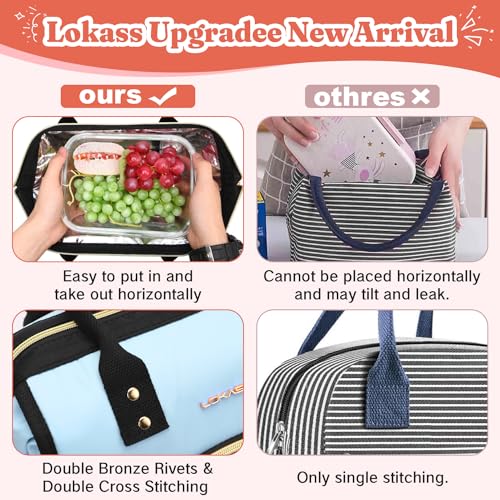 LOKASS Lunch Bag Women Insulated Lunch Box Wide-Open Lunch Tote Bag Large Drinks Holder Durable Nylon Thermal Snacks Organizer for Men Adults Work Picnic Hiking Beach Fishing, Red + Black - Image 3