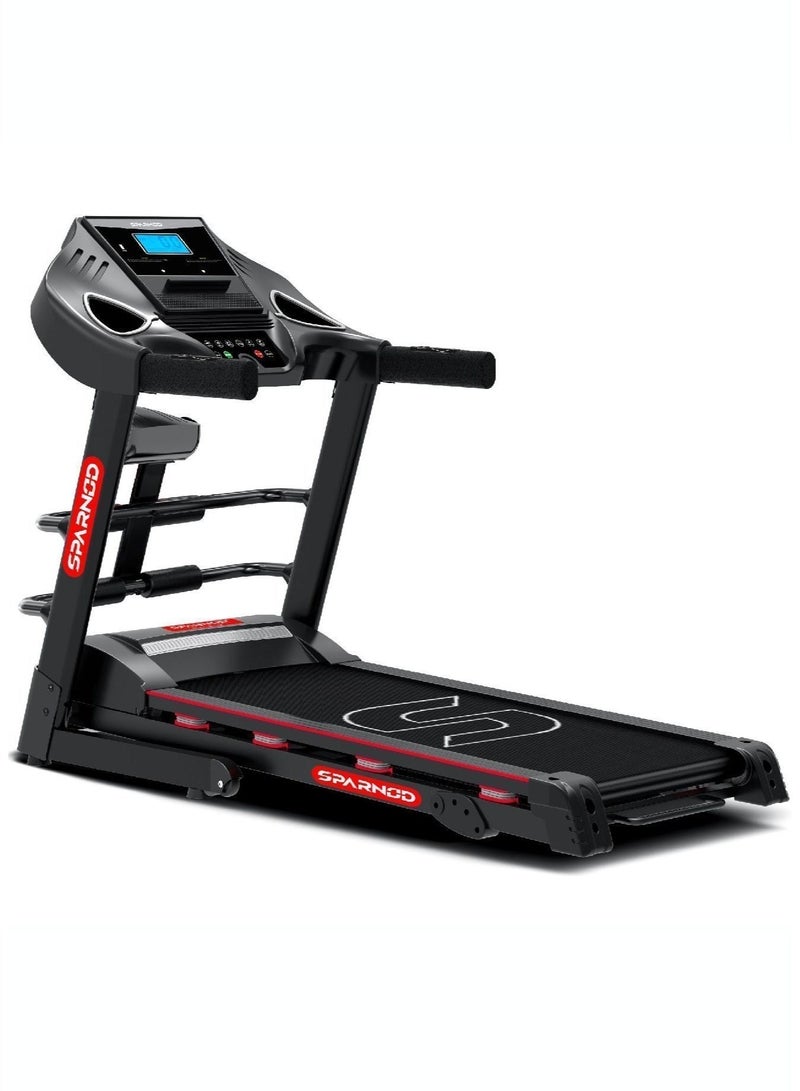 Sparnod Fitness STH-3500 Automatic Foldable Treadmill for Home Use | 4 HP Peak Motor | Motorized Running Machine | 0.8-16 km/h Speed | 110 kg Max User Weight | 3-Level Manual Incline | LCD Display | Home Gym Cardio Equipment - Image 1