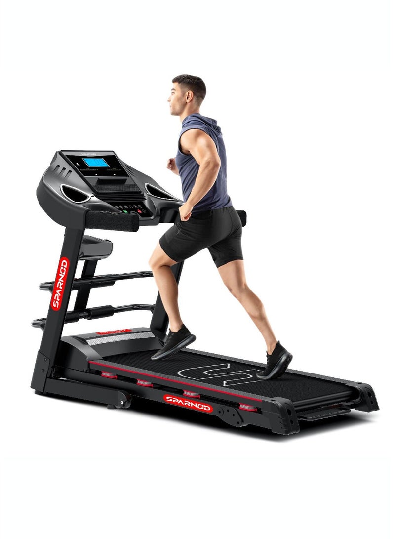 Sparnod Fitness STH-3500 Automatic Foldable Treadmill for Home Use | 4 HP Peak Motor | Motorized Running Machine | 0.8-16 km/h Speed | 110 kg Max User Weight | 3-Level Manual Incline | LCD Display | Home Gym Cardio Equipment - Image 2