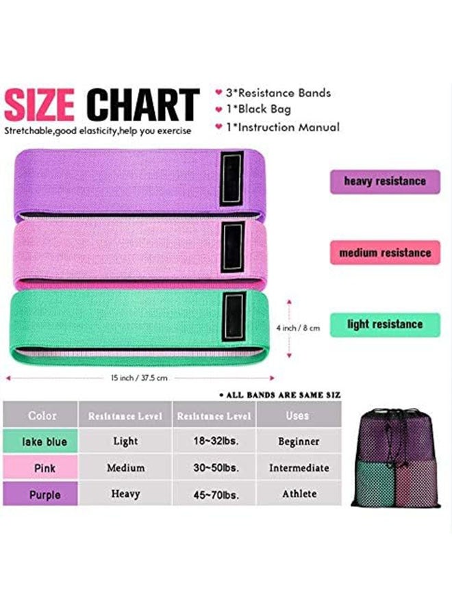 3 أجهزة كمبيوتر شخصية مضادة للانزلاق فرق اللياقة البدنية الرياضية المرنة للنساء والرجال ، 3 فرق التمرين في الخفيفة والمتوسطة والثقيلة للوركين والساقين ، مناسبة للصالة الرياضية واليوغا واللياقة البدنية ، 66X8cm - Image 2