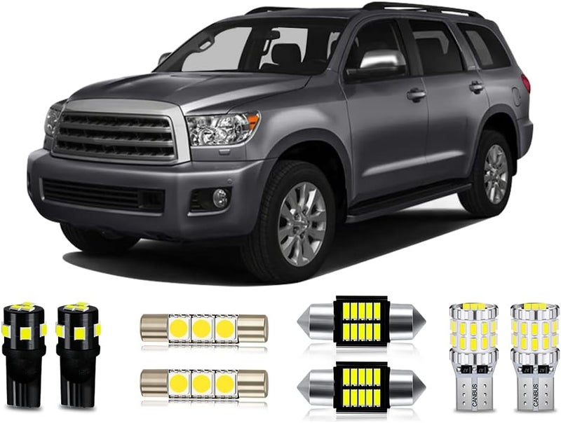 MEALAM White LED Bulbs Package Kit for Toyota Sequoia (2008-2021) - 20 Piece Interior & License Plate Light Set - Image 1