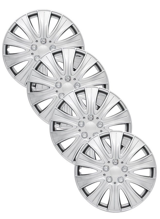 EMTC Pack of 4 EM-3140 Taiwan Wheel Cover | 16" Inch | Silver Universal Nested Style  - Image 1