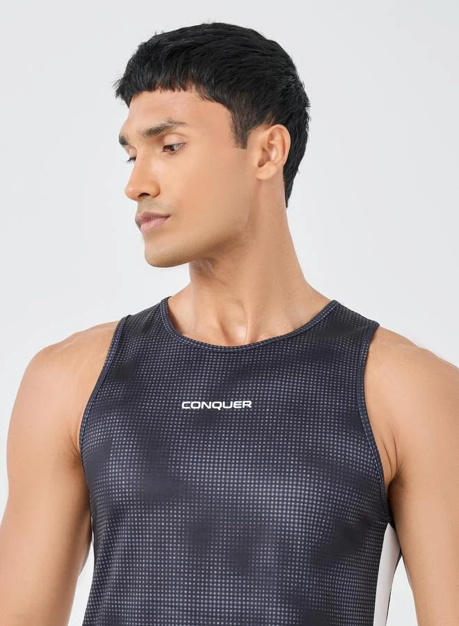 ستايلي اكتيف ستايلي تانك مطبوع بالكامل مطاطي فائق مع شريط جانبي