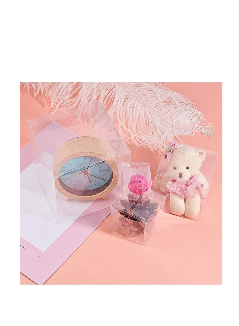 Y&D 50 Pack 2.3x2.3x2.3 Inches Clear Plastic Boxes Transparent Party Favor for Wedding Treat Candy Chocolate - Image 2