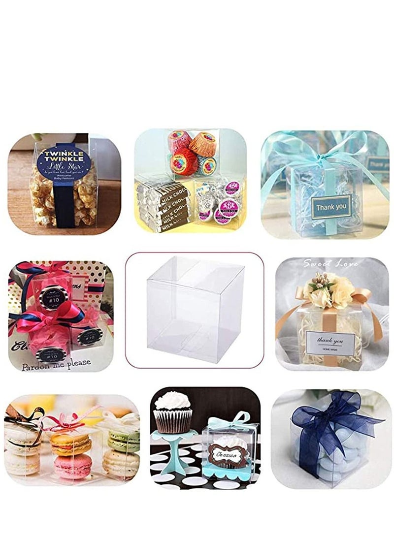 Y&D 50 Pack 2.3x2.3x2.3 Inches Clear Plastic Boxes Transparent Party Favor for Wedding Treat Candy Chocolate - Image 3