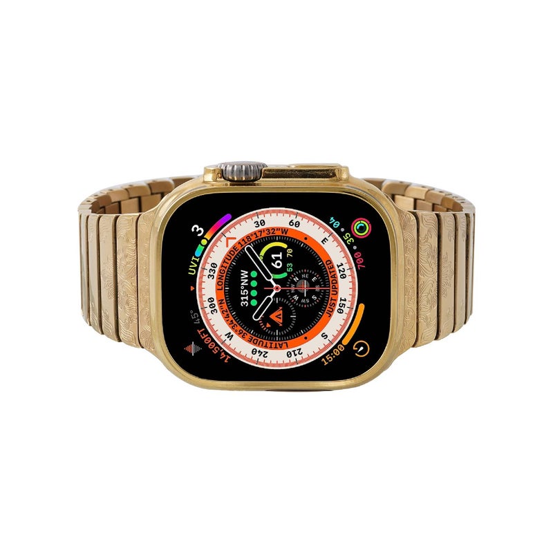 CAVIAR Luxury 24K Gold Plated Customized Apple Watch Ultra 3 Hand Engraved Band 49mm - Image 2