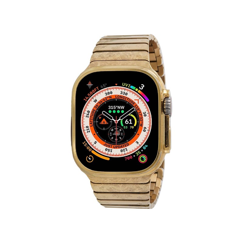 CAVIAR Luxury 24K Gold Plated Customized Apple Watch Ultra 3 Hand Engraved Band 49mm - Image 1