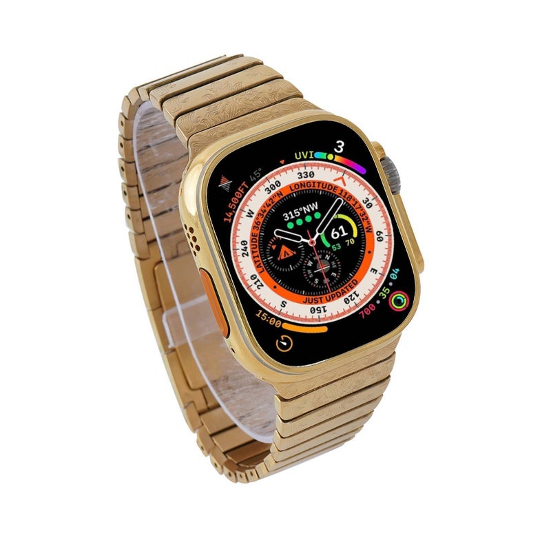 CAVIAR Luxury 24K Gold Plated Customized Apple Watch Ultra 3 Hand Engraved Band 49mm - Image 3