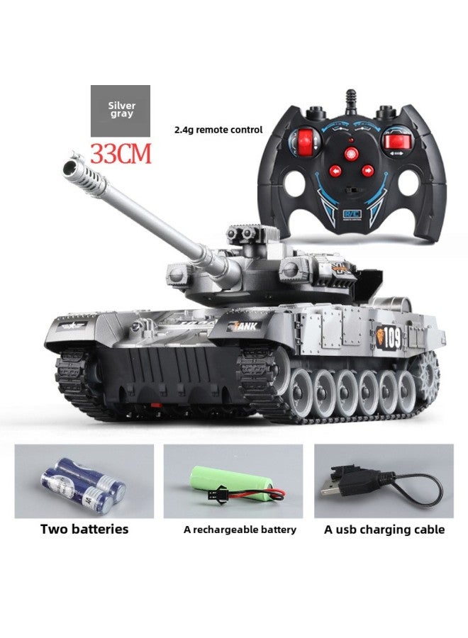 Children's Remote Control 5-way 9-way Crawler Large Tank Model With Light Music USB Package Electric Cross-country Armored Vehicle-Color:NF778YZ Nine-way Silver Gray-Specifications:1 Set Of 3.7V Rec - Image 1