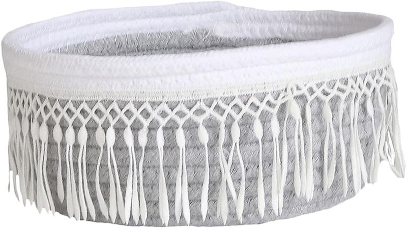 PRETYZOOM 1pc Cloth Sundries Storage Basket Tassel Design Stylish Home Organizer for Bedroom Bathroom Living Room Sundry Container Tidy Tabletop - Image 1