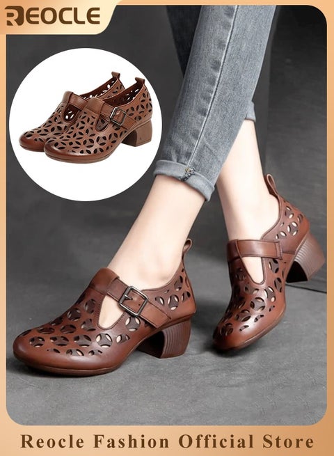 صنادل نسائية بكعب منخفض أحذية كاجوال مريحة مغلقة الأصابع صنادل بكعب منخفض قابلة للتنفس صنادل صيفية للمشي