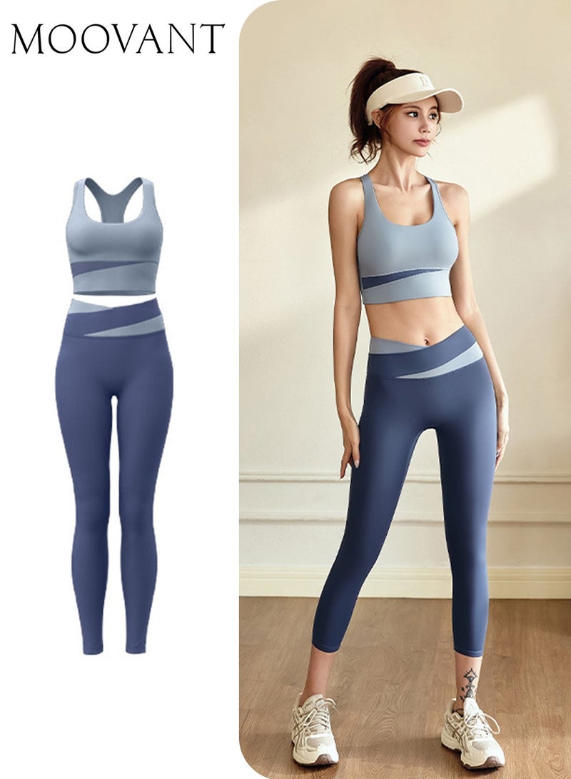 Moovant 2-Piece Premium Women's Yoga Outfit, Sports Underwear + Yoga Leggings, Push Up Shockproof Shaping Hip Lift Tracksuit Set, Beautiful Back Bra Activewear for Lady, Sports Wear  - Image 1