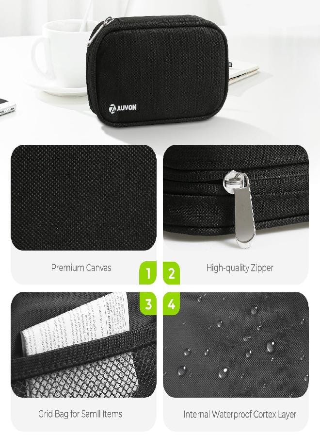 AUV0N AUVON Canvas Bag Travel Pill Organizer 2 Times a Day, Large AM/PM Weekly Pill Box 7 Day Pill Case with Portable Black Zipper Cloth Bag for Holding Supplements, Vitamins and Fish Oils - Image 2