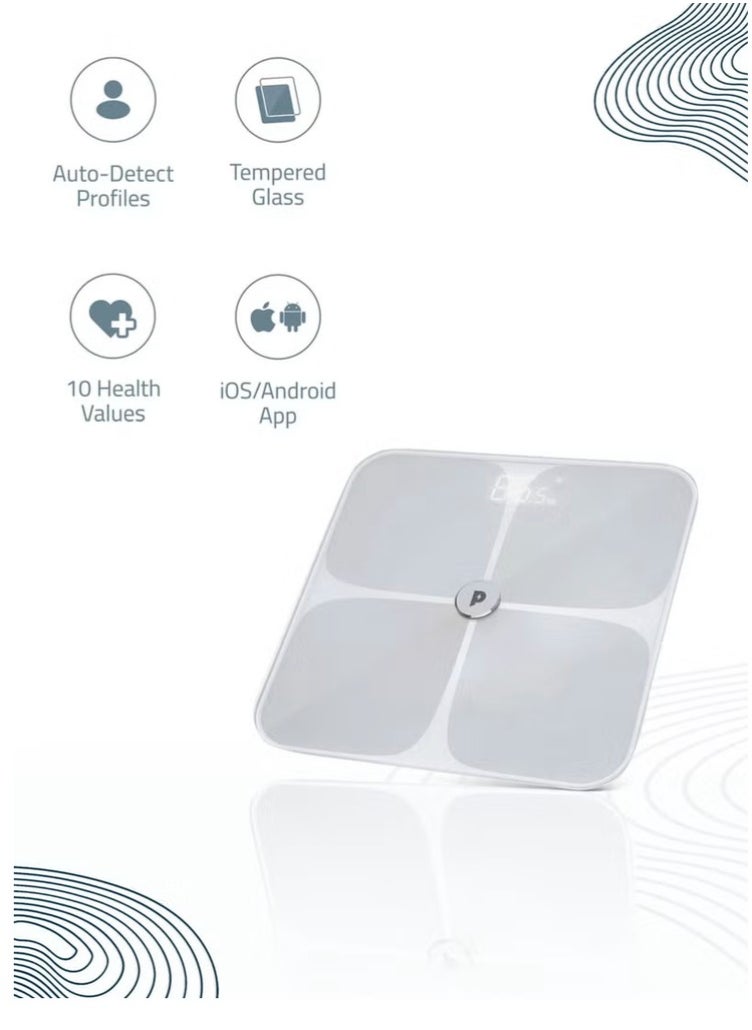 Wifi Smart Body Scale / Smart Multi-Display Health Scale / iOS and Android Application / Body Fat Percentage - White